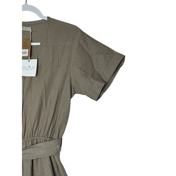 New BALILN Bali Lane Wide Leg Jumpsuit Women's Médium 100% Linen Short Sleeve - Picture 14 of 14